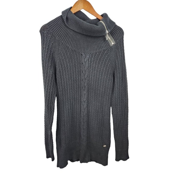 Guess Women's Large Sweater Zip Cowl Neck Pullover‎ Tunic Long Sleeve Heavy Knit - Picture 4 of 4